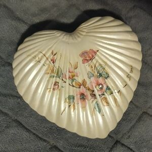 Heart-Shaped Floral Trinket Box Italy 5x5